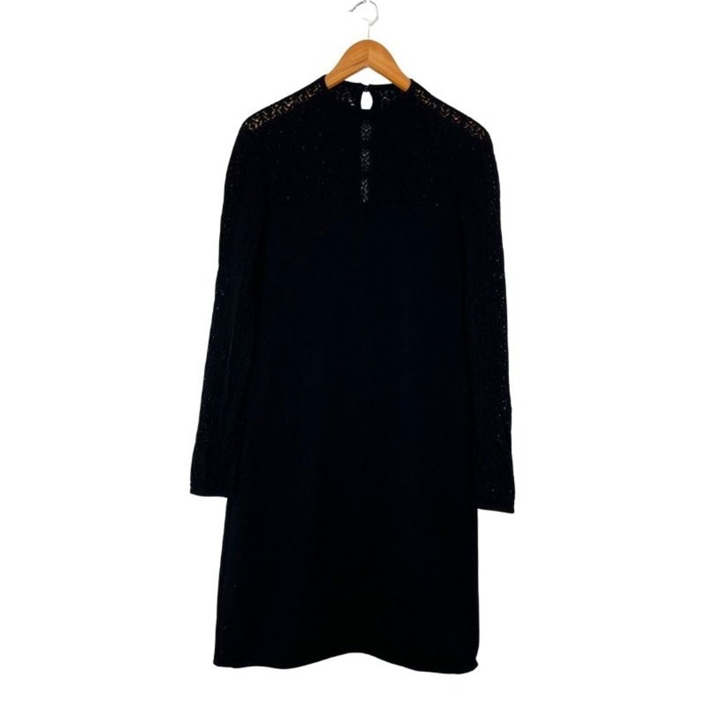 Vintage Neiman Marcus JF Fabrikant Couture Cashmere Black Dress‎ Sz S  Italy 90s